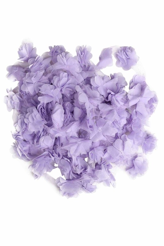 SİMİSSO - Lazer Kesim Şerit Çiçek Lila 5m