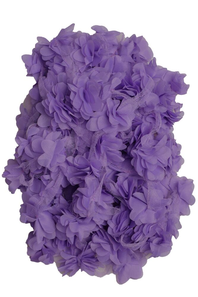 Lazer Kesim Şerit Çiçek Koyu Lila 5m