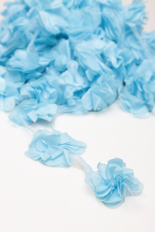Lazer Kesim Şerit Çiçek Bebe Mavi 5m - Thumbnail
