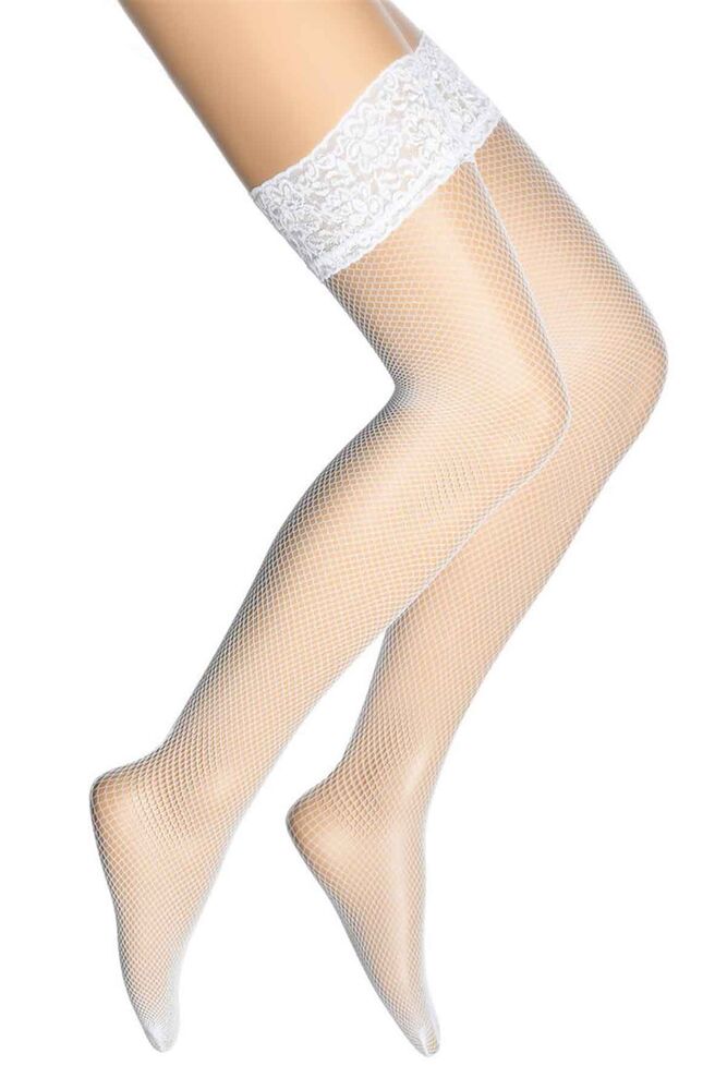 Dore Net High-Knee Socks 293 | White