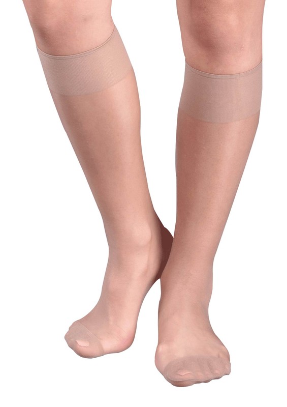 İtaliana Glittery Low-Knee Socks with Comfort Bands 9423 | Natural - Thumbnail