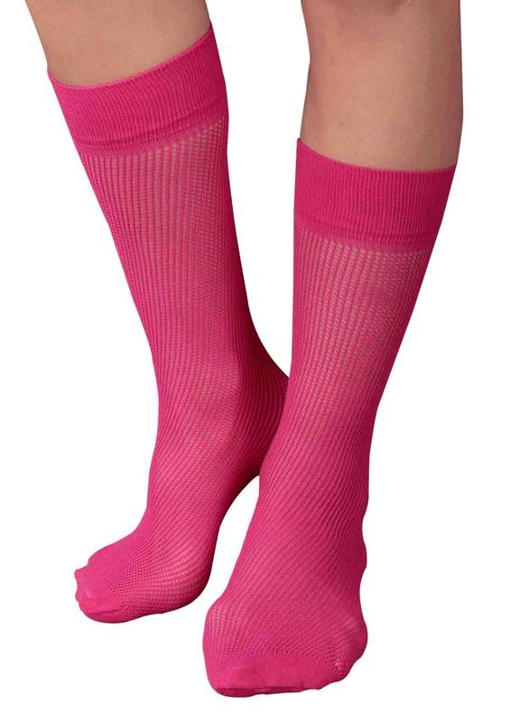 İtaliana Net Low-Knee Socks with Color Options 1026 | Fuschia - Thumbnail
