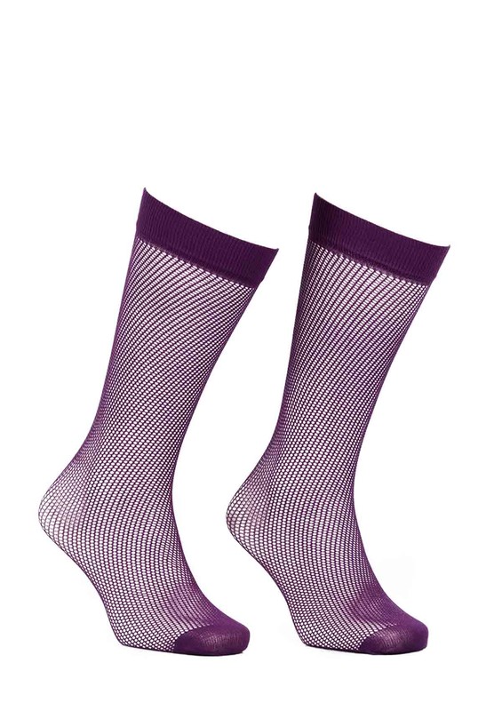 ITALIANA - İtaliana Net Low-Knee Socks with Color Options 1026 | Purple