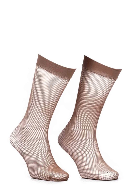 ITALIANA - İtaliana Net Low-Knee Socks with Color Options 1026 | Tan