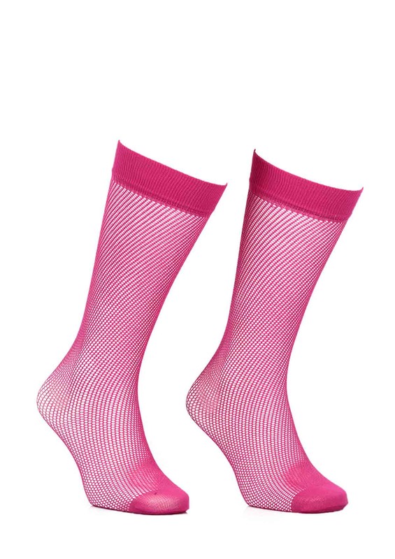 İtaliana Net Low-Knee Socks with Color Options 1026 | Fuschia - Thumbnail