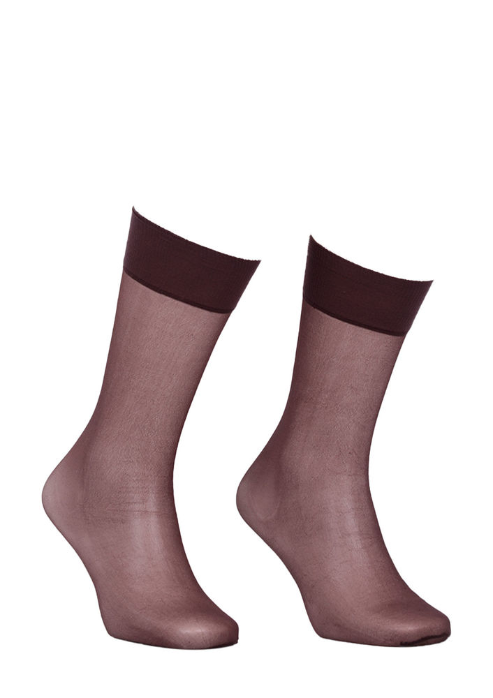 İtaliana Thin Plain Low-Knee Socks 9223 | Brown