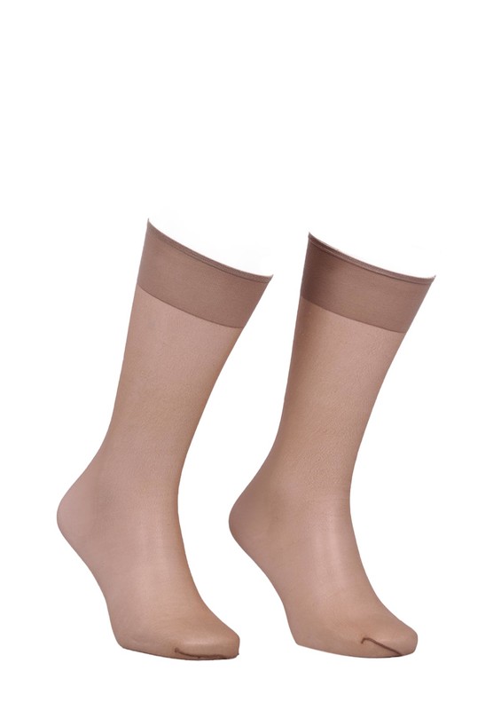 ITALIANA - İtaliana Thin Plain Low-Knee Socks 9223 | Dark Tan