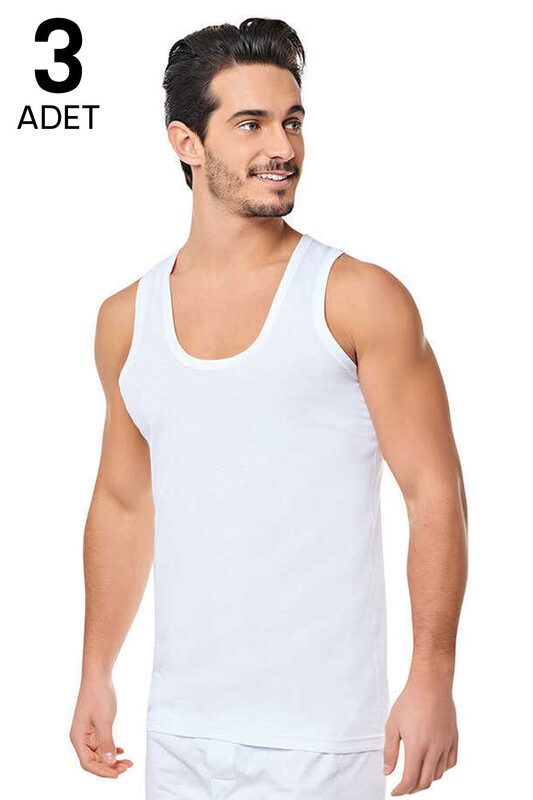 SEHER YILDIZI - Seher Yıldızı Man Cotton Undershirt 0001 3 Pack | White