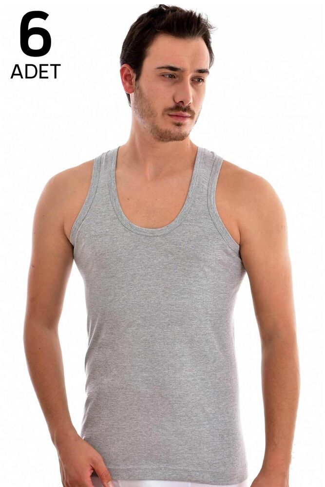 Seher Yıldızı Man Cotton Undershirt 0001 6 Pack | Gray