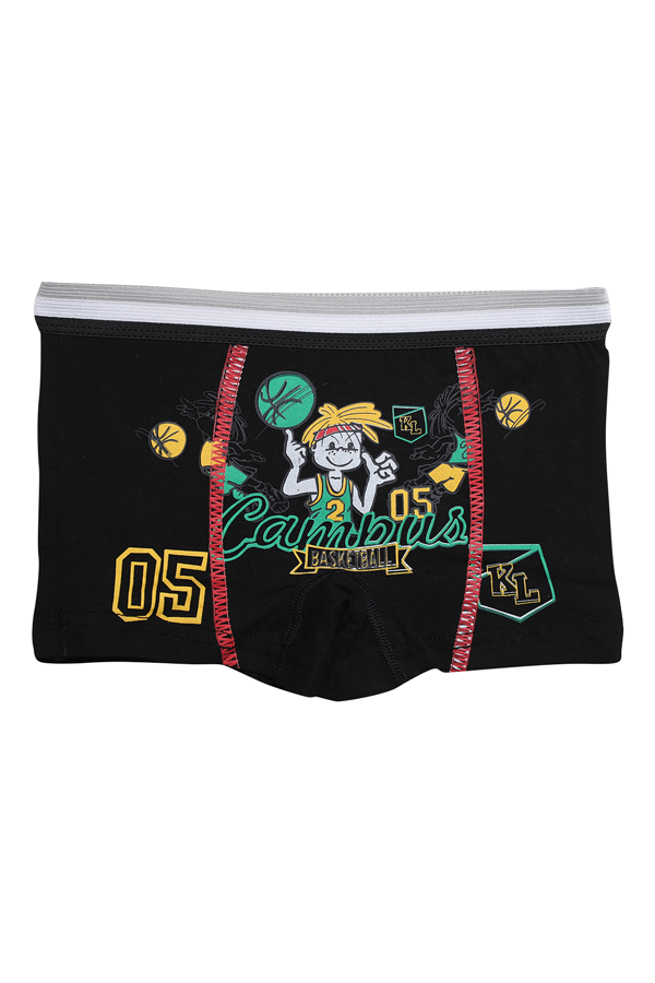 Desenli Erkek Çocuk Boxer 8007 | Siyah