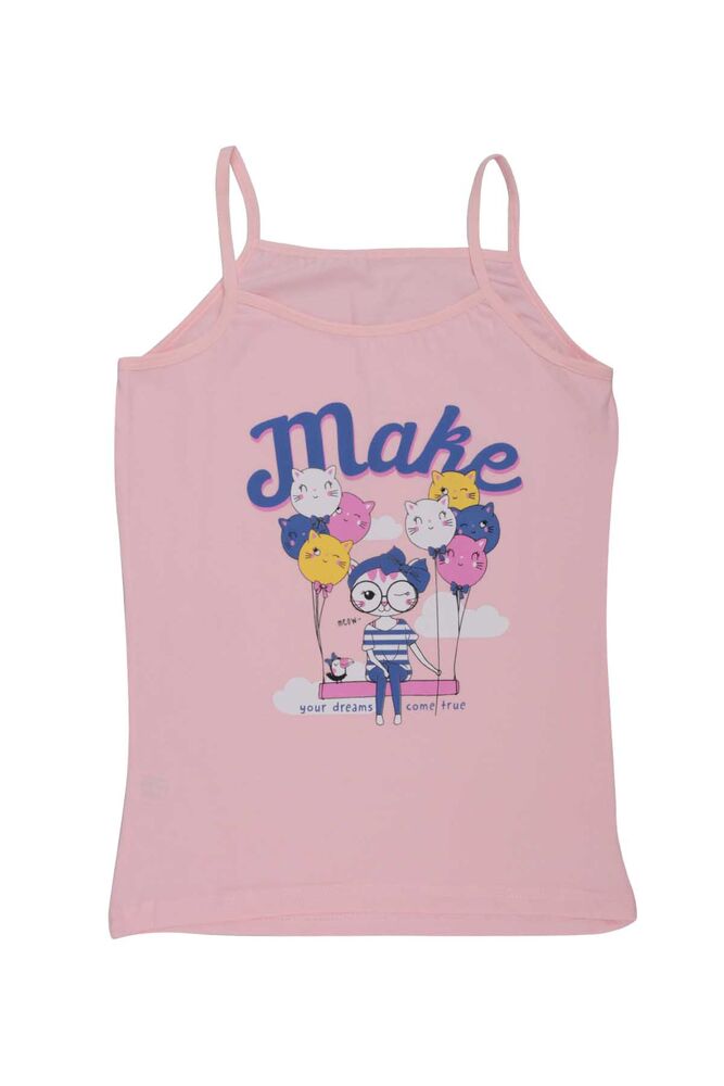 Balloon Printed Girl Undershirt With Rope Hanging 3048 | Pink