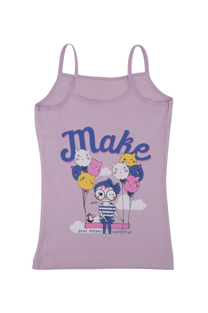 Balloon Printed Girl Undershirt with Rope Hanging 3048 | Lilac