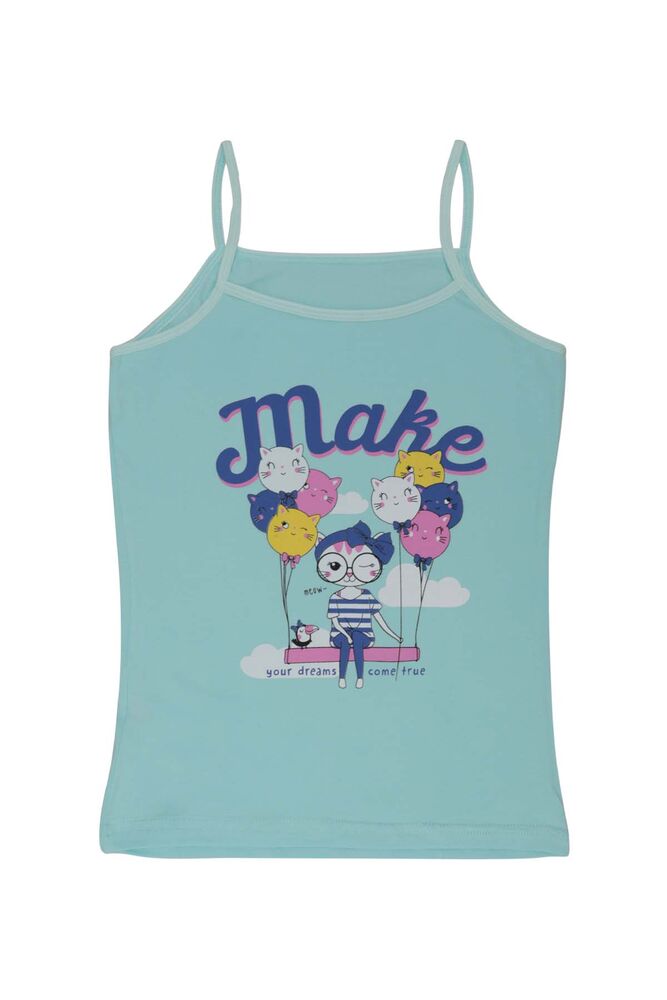Balloon Printed Girl Undershirt with Rope Hanging 3048 | Turquoise