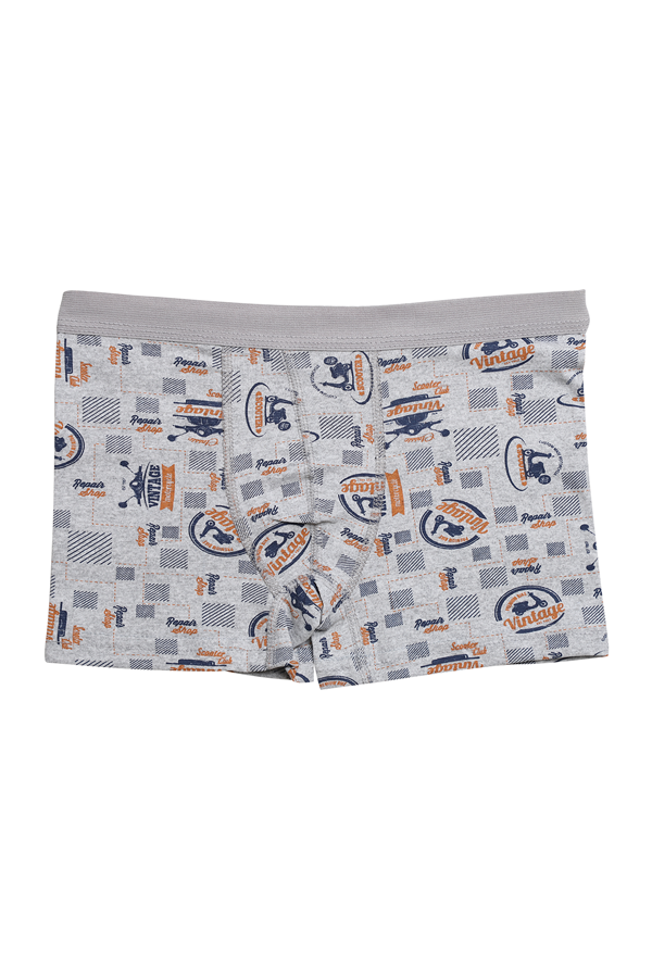 Desenli Erkek Çocuk Boxer 3001-2 | Açık Gri