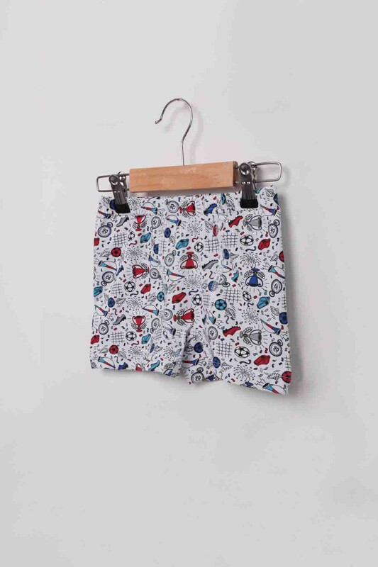 Tutku Elestane Printed Top Patterned Boy Boxer | White - Thumbnail