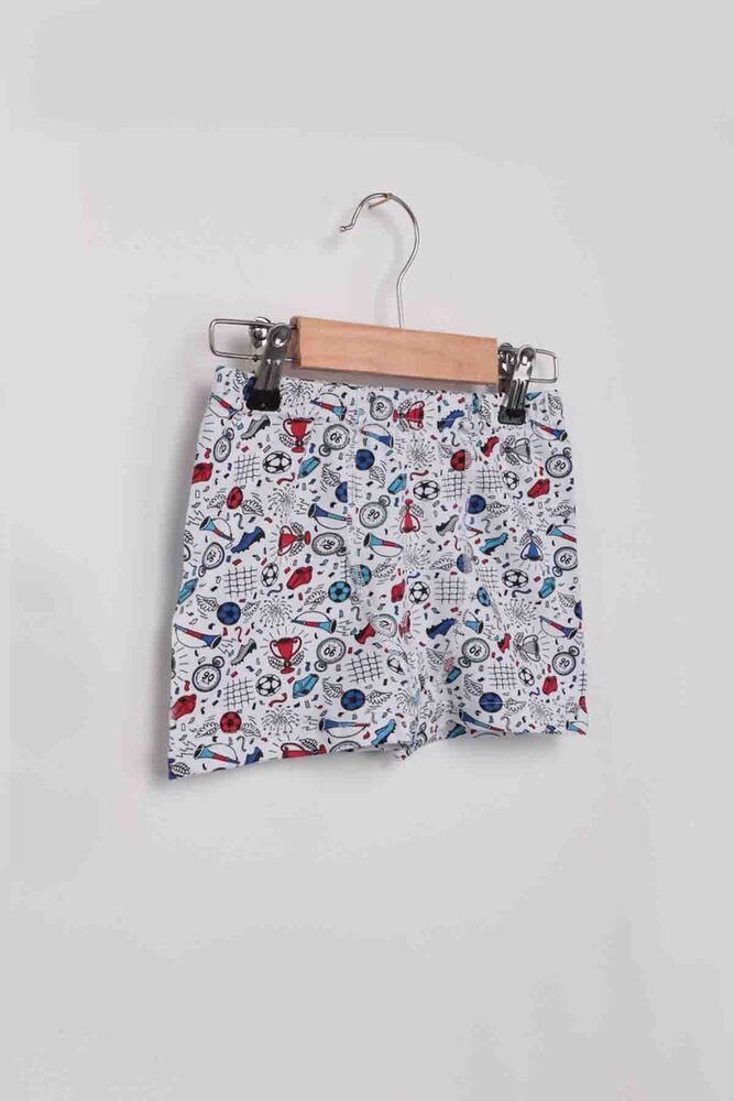 Tutku Elestane Printed Top Patterned Boy Boxer | White