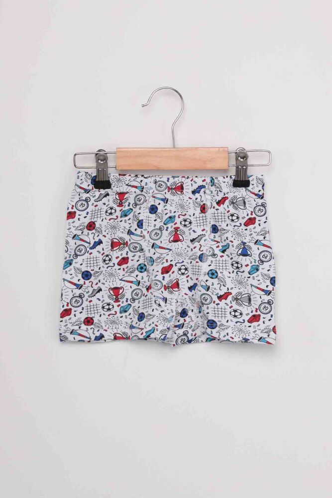 Tutku Elestane Printed Top Patterned Boy Boxer | White