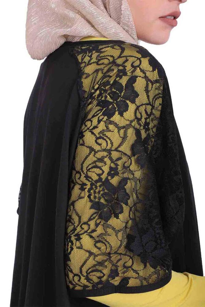 Lolitam Yellow-Black Hijab Pajamas Set with Guipure Sleeves 3-Piece 10909 | Green