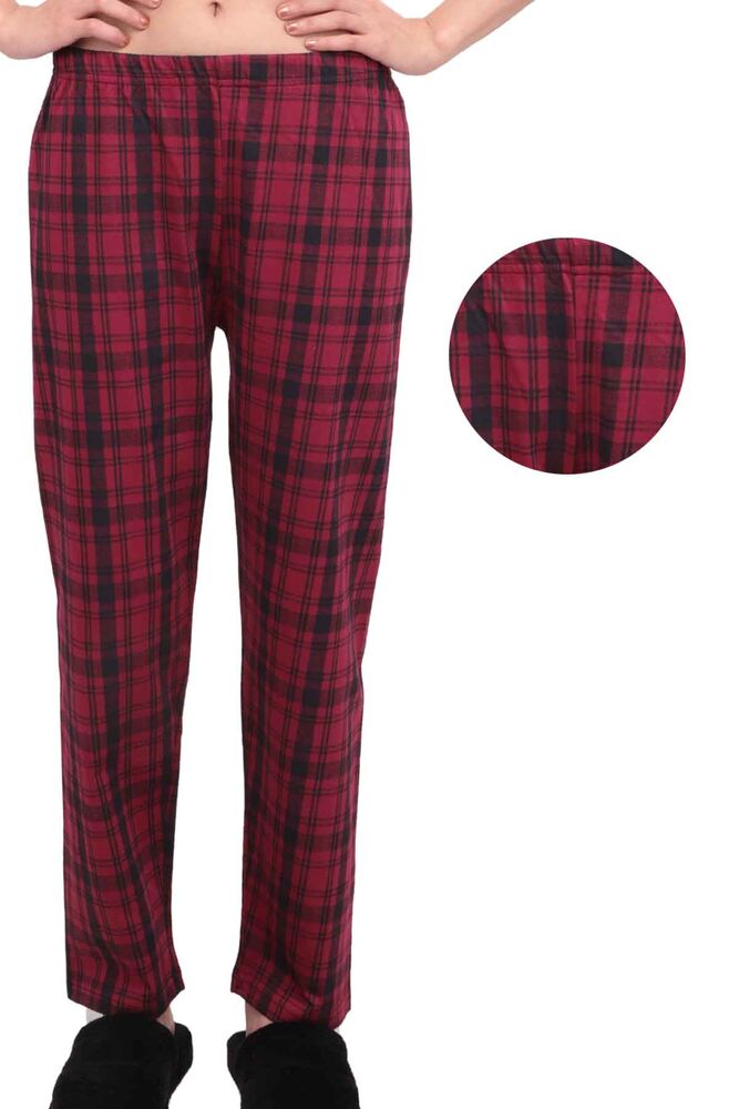 Ekose Desenli Kadın Pijama Altı 920 | Bordo