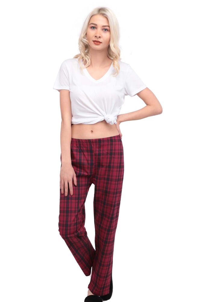 Ekose Desenli Kadın Pijama Altı 920 | Bordo