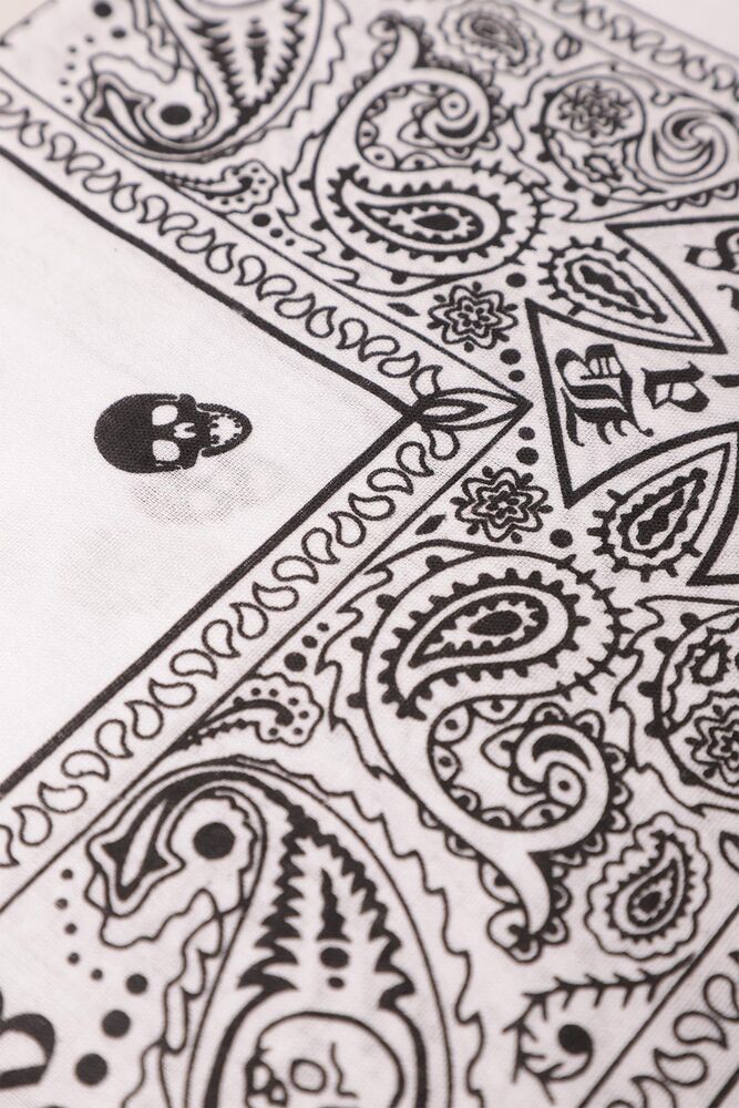 Kurukafa Baskılı Bandana | Beyaz