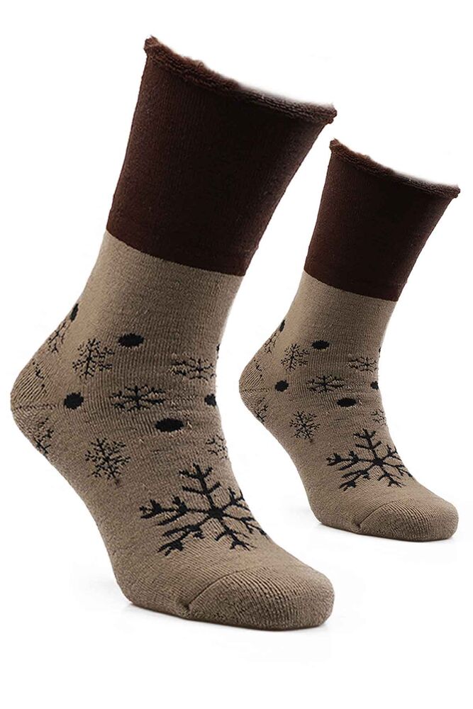 Snowflake Printed Woman Boot Socks 4060 | Mink