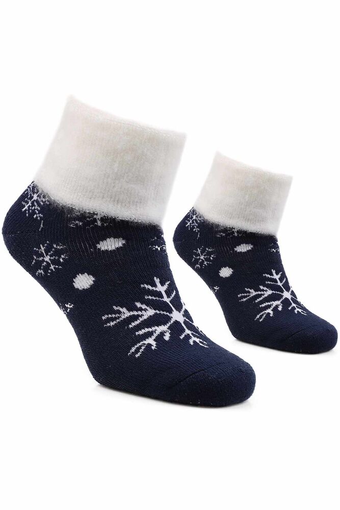 Snowflake Printed Woman Boot Socks 4060 | Navy Blue