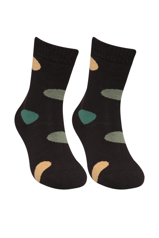 CAKS SOCKS - Desenli Kadın Havlu Soket Çorap 70100 | Siyah