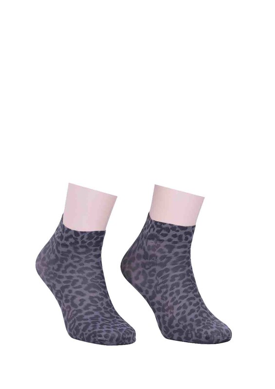 Dore Leopard Short Socks 214 | Smoky - Thumbnail