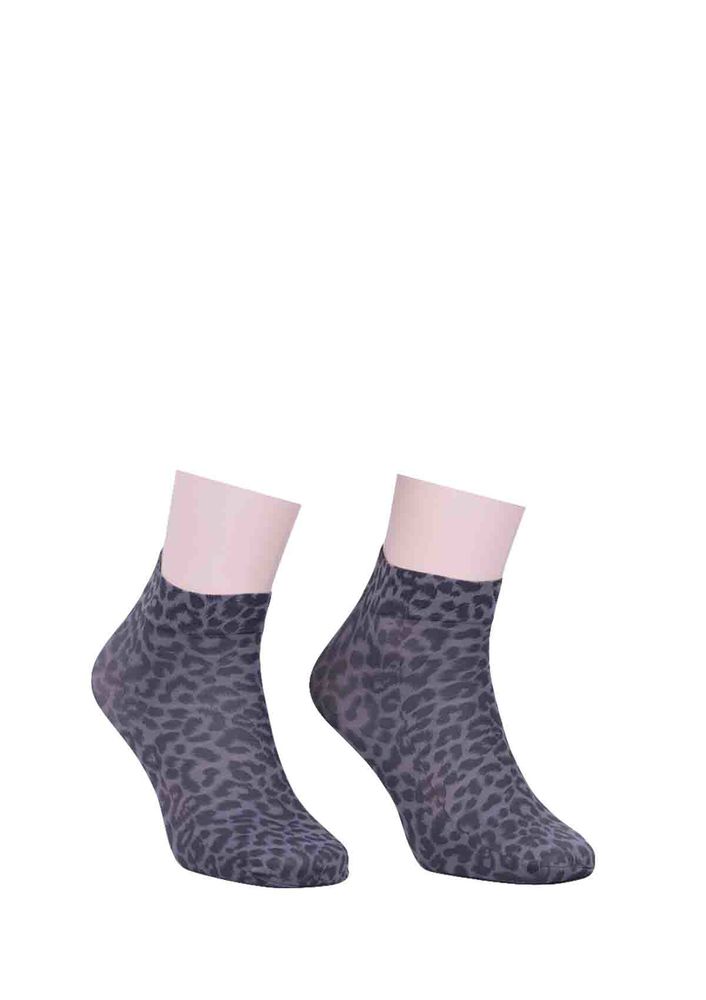 Dore Leopard Short Socks 214 | Smoky