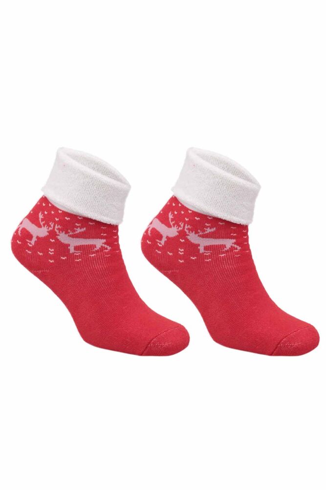 Woman Towel Boot Socks 120 | Red