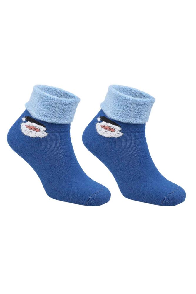 Woman Towel Boot Socks 121 | Sax