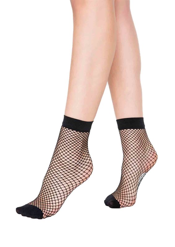 Penti Thin Net Short Socks | Black - Thumbnail