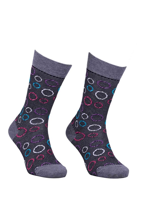 Pro Arısto Circle Printed Unisex Hosiery Socks 11003 | Gray - Thumbnail