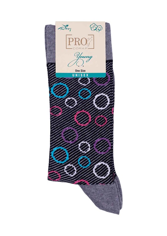 Pro Arısto Circle Printed Unisex Hosiery Socks 11003 | Gray - Thumbnail