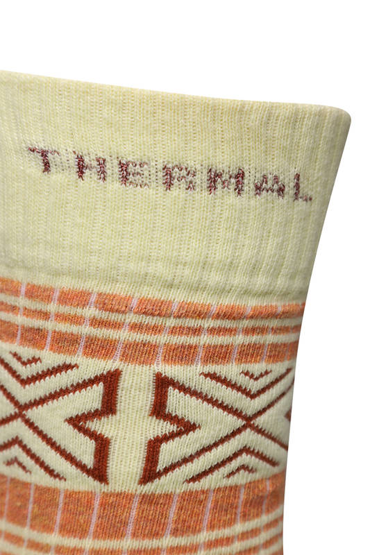 Roff Desenli Kadın Havlu Çorap 25202 | Açık Sarı - Thumbnail