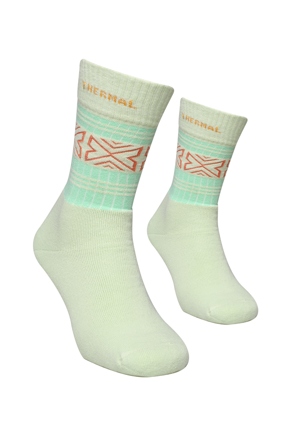 Roff Desenli Kadın Havlu Çorap 25202 | Yeşil
