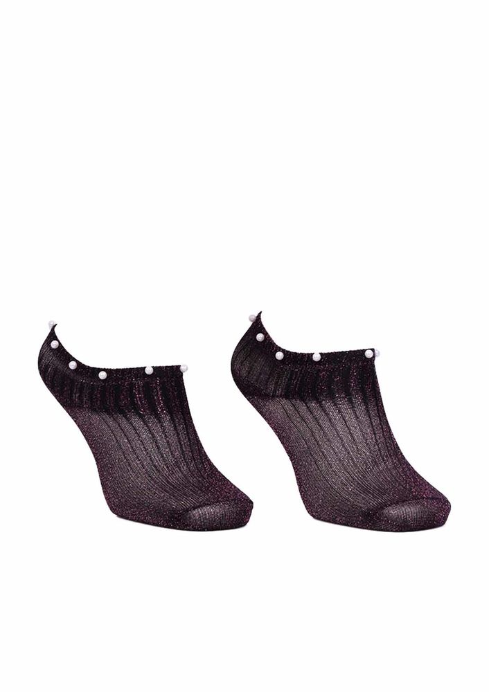 Sahab Breaded Ankle Striped Woman Short Socks 4085 | Purple