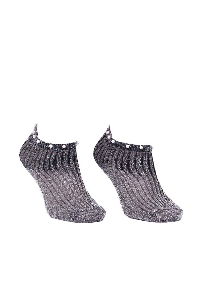 Sahab Beaded Ankle Stripped Socks 4085 | Grey