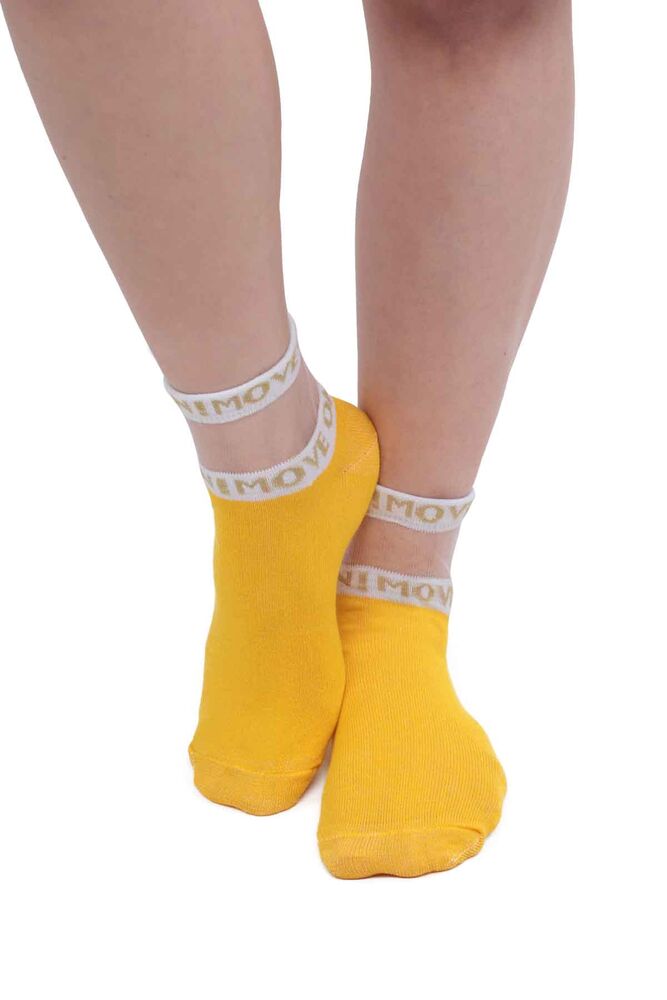 Woman Tulle Bootie Socks 4070 | Yellow
