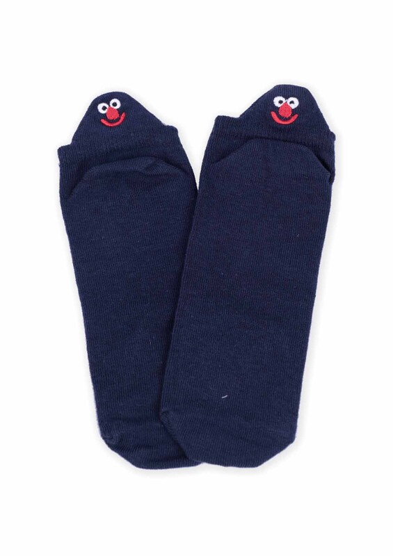 Embroidery Patterned Women Socks | Ultramarine - Thumbnail