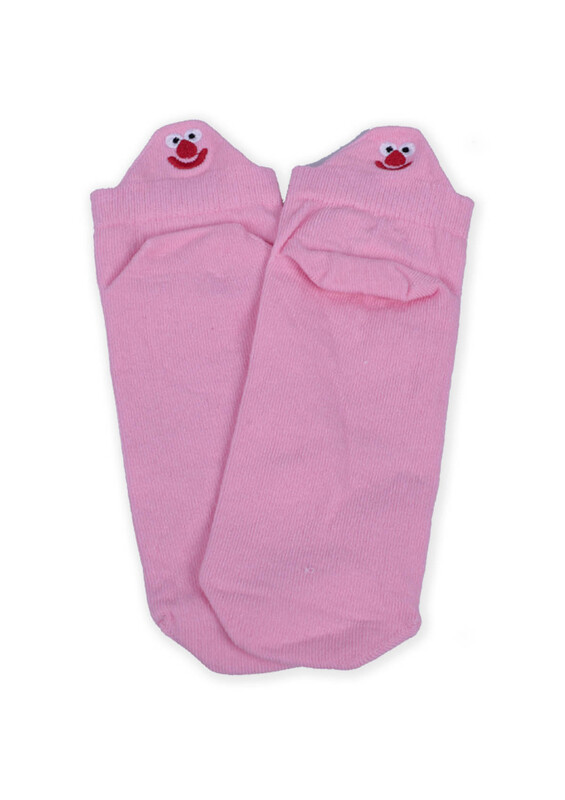 Embroidery Patterned Women Socks | Pink - Thumbnail
