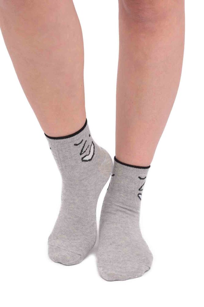 Fashion Emoji Printed Woman Short Socks 11400 | Gray