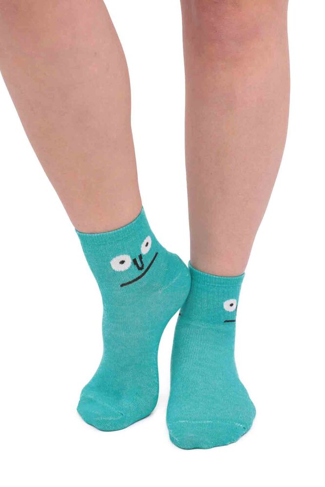 Fashion Emoji Patterned Women Socks 11400 | Mint