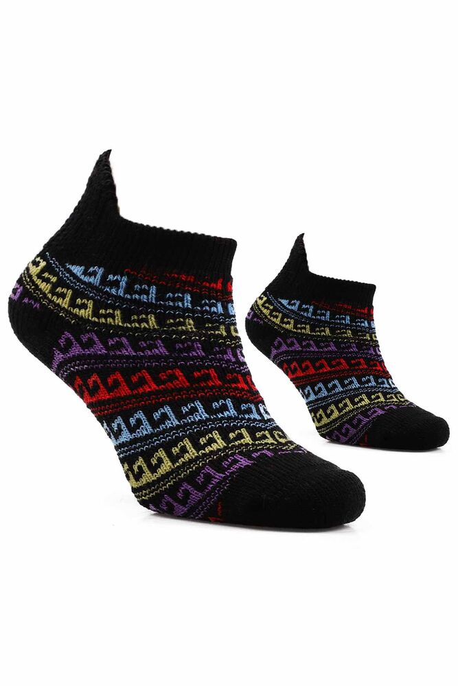 Patterned Woman Knitted Socks | Black