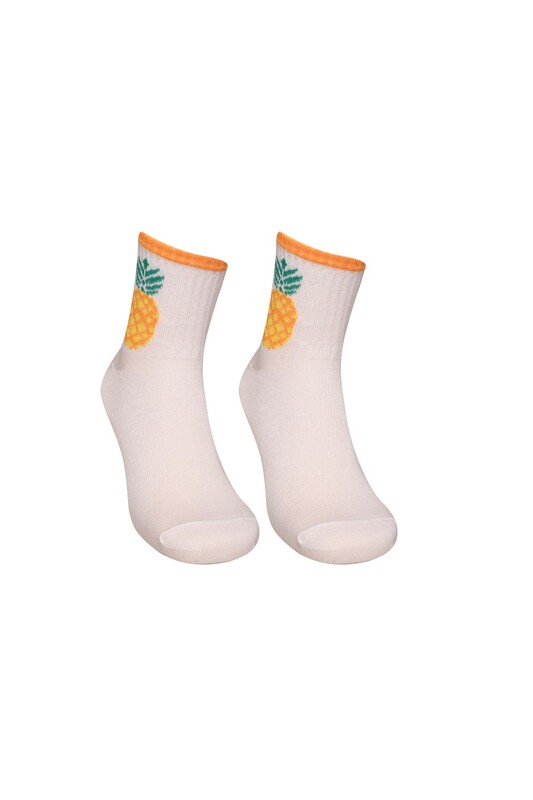 TWENTY - Meyve Baskılı Kadın Soket Çorap 224-3 | Turuncu