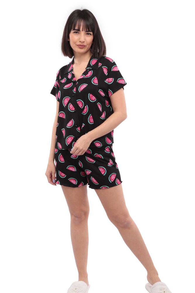 Arcan Watermelon Printed Short Sleeved Pajama Set 3 Pack 80119-3 | Black