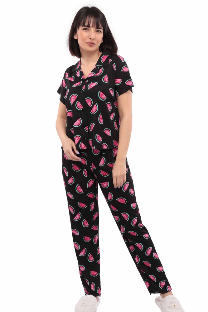 Arcan Watermelon Printed Short Sleeved Pajama Set 3 Pack 80119-3 | Black