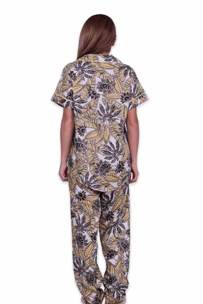 Aydoğan Patterned Poplin Shirt Woman Pajama Set 14035 | Yellow