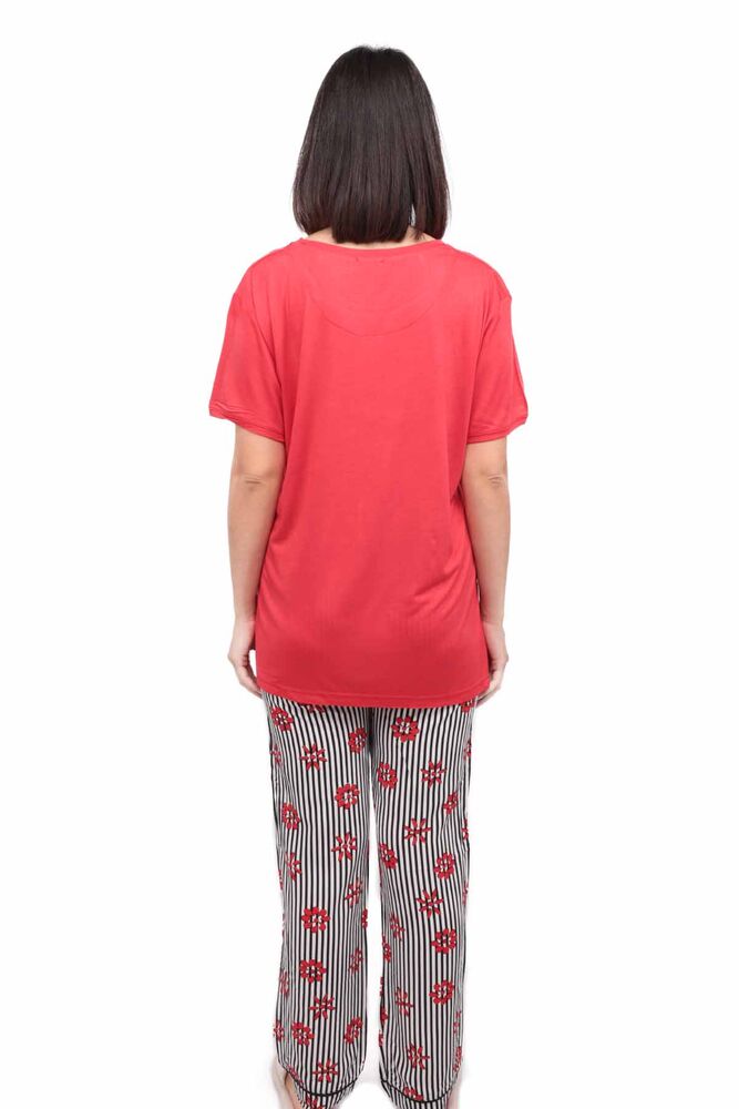 Aydoğan Patterned Poplin Shirt Woman Pajama Set 9000 | Red